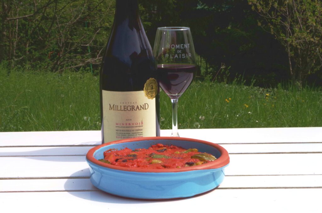A Spanish tumbet recipe with summer vegetables and a Minervois C.D.O wine to pair along with it.