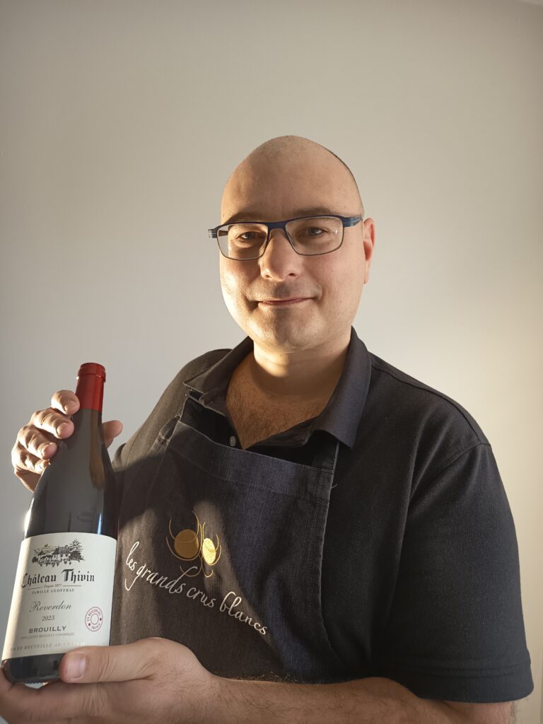 The sommelier introduce the Brouilly from Chateau Thivin Cuvée Reverdon